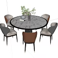 Modern Light Luxury Dining Table and Chair Round Dining Table 3d model