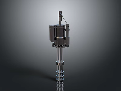 Tactical Metallic Weapon With Vertical Barrel Coiled Spring And Mechanical Top 3d model