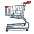 Durable Commercial Shopping Cart With Metal Frame Red Handles Bottom Shelf And Wheels
