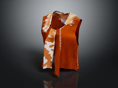 Unique Orange And White Patchwork Vest With Irregular Cut And Stitched Details 3d model