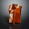 Unique Orange And White Patchwork Vest With Irregular Cut And Stitched Details