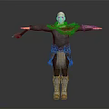 Game Movie Character With Bald Head Fur Trimmed Outfit Holding Axe Open Arms Stance