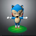 Blue Cartoon Hedgehog Character With White Gloves Red Shoes On Green Base