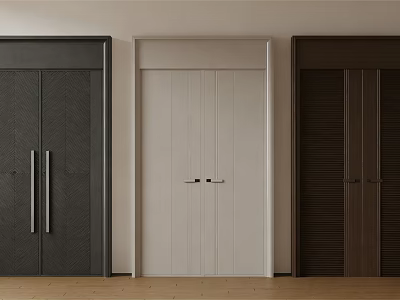 Three Stylish Security Doors In Different Colors For Home Interior Design 3d model