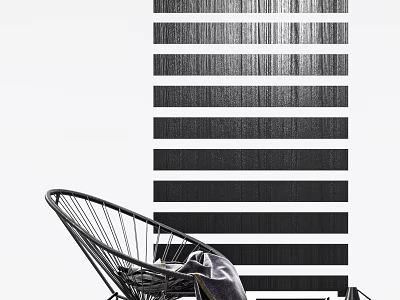 Modern Rattan Leisure Chair in Indoor Setting with Striped Backdrop 3d model