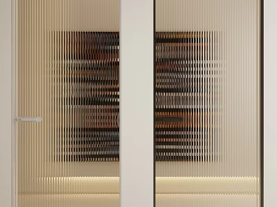 Hinged Door With Glass Panel And Vertical Stripe Design For Modern Interior 3d model