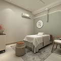 Relaxing SPA Sauna Room Interior Design With Massage Bed And Decorative Vase