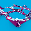 Pink And White Multi Structure Play Equipment With Slides Climbing Frames And Tunnels For Kids