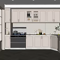 Modern White Kitchen Interior With Island Counter Appliances And Cabinets 3d model