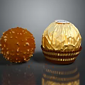 Chocolate Balls With Golden Wrapper And Nutty Crunchy Surface Design 3d model