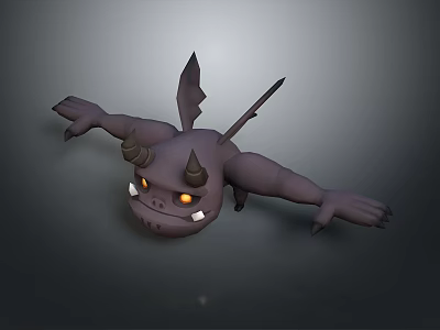 Fantasy Monster Character Design With Horns Wings Spikes And Claws 3D Render 3d model