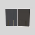 Modern Gray Wardrobe Design With Textured Panels And Golden Handles