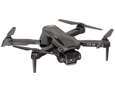 Black Foldable Drone With Four Propellers And Camera For Aerial Use 3d model