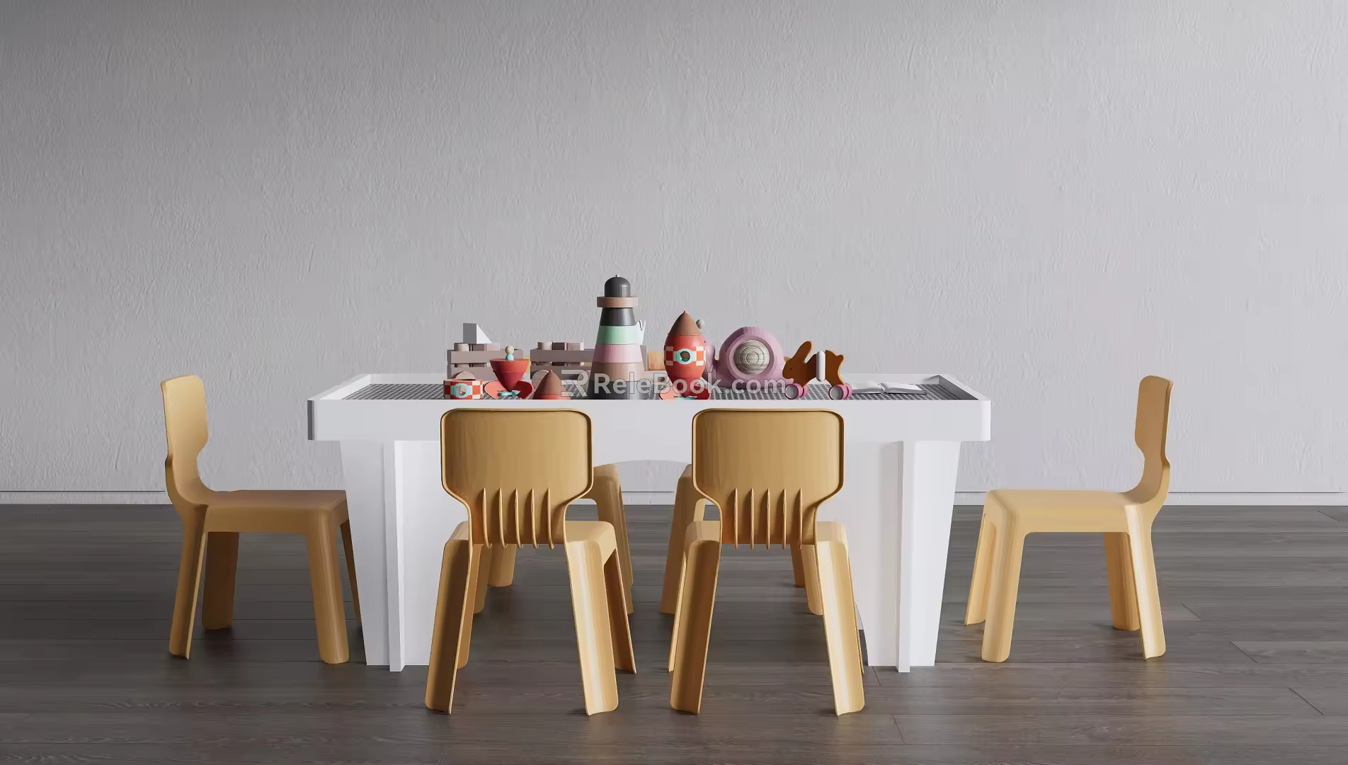 Modern Children's Table and Chair Children's Study Table and Chair Children's Game Table and Chair Children's Building Blocks Table 3d model
