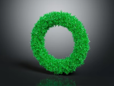 Green Ring Shaped Plant Ornament Crafted From Lush Grass Blades 3d model