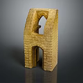 Yellow Brick Building Model Featuring Arch Door And Upper Window Structure