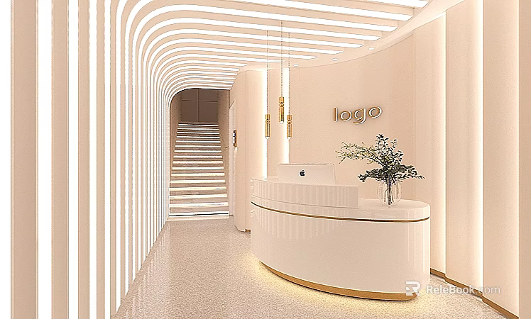 Luxury Modern Beauty Hair Salon Interior With Stylish Reception And Lighting 3d model 