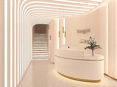 Luxury Modern Beauty Hair Salon Interior With Stylish Reception And Lighting 3d model
