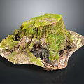 Mossy Wooden Tree Stump Decor With Natural Stone Base And Textured Surface 3d model