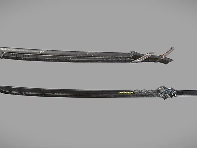 Black Decorative Long Swords With Intricate Blades And Detailed Handle Designs 3d model