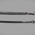 Black Decorative Long Swords With Intricate Blades And Detailed Handle Designs