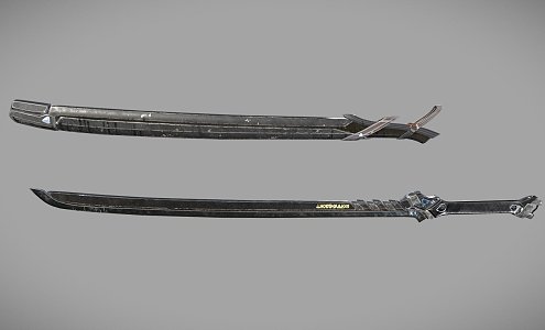 Black Long Blade Tang Dao 3d model