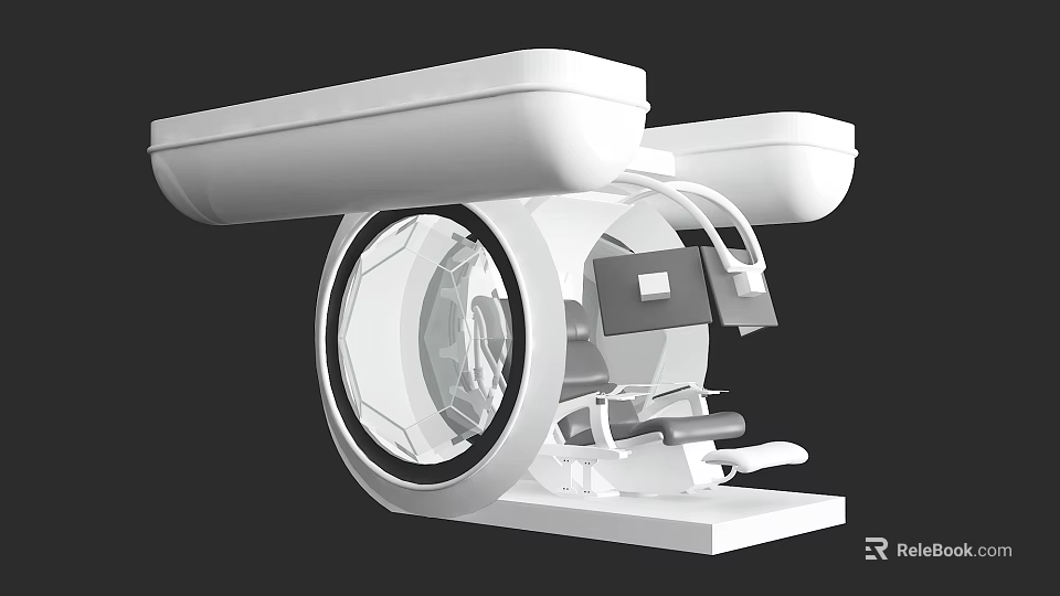 Modern White Medical Diagnostic Equipment With Circular Scanner And Control Unit 3d model 