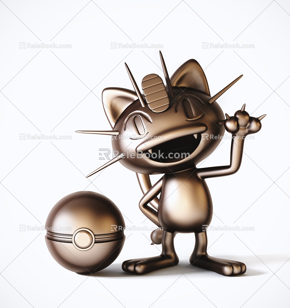 Modern Sculpture Pokémon Meow Sculpture Decoration 3d model