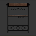 Multi Tier Wine Rack With Metal Frame And Wooden Shelves On Wheels