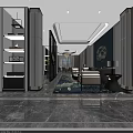 Modern Office Reception Area With Sofa Coffee Table And Decorative Painting