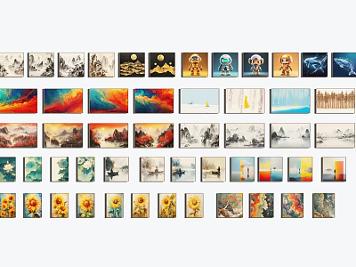 Diverse Oil Paintings Wall Art Collection With Various Styles Themes And Artistic Designs 3d model
