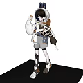 Game And Movie Character With Rabbit Ears White Coat And Backpack