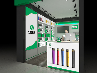 Modern Store Electronic Cigarette Showroom 3d model