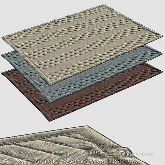Stylish Square Rugs With Herringbone Pattern In Multiple Colors For Home Decor 3d model