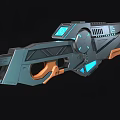 Futuristic Sci Fi Weapon With Gray And Orange Design And Blue Glowing Elements 3d model