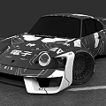 Custom Sports Car Featuring Black White Graffiti Electronic Graphics And Alloy Wheels