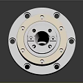 Industrial Cylindrical Metal Component With Silver Flange And Black Rubber Section