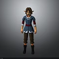 3D Fantasy Elf Character with Blue Tunic Red Sash Brown Pants and Boots