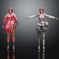 Stylish Character And Creature 3D Models With Red Hair Different Outfits And Poses