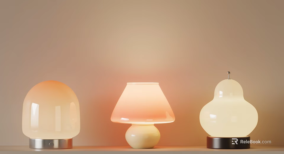 Modern Table Lamps With Unique Shapes And Soft Lighting Glow 3d model 
