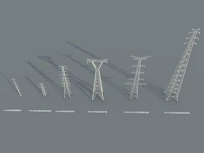 Different Types Of Industrial Equipment Power Towers With Steel Structures And Engineering Features 3d model