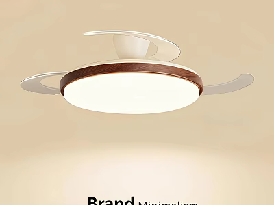 Modern Minimalist Chandelier With Wooden Accent And White Round Light Fixture Design 3d model