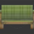 Pixel Style Table and Bench Set with Green Checkered Surface and Brown Frame