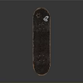 Black Skateboard With Red Wheels And Brown Edges On Dark Background 3d model