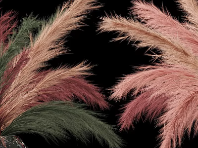 Elegant Decorative Ornament Set With Pink And Green Feathers For Home Decoration 3d model