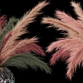 Elegant Decorative Ornament Set With Pink And Green Feathers For Home Decoration