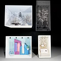 Creative Window Display Design With Various Decorative Elements And Artistic Styling