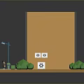 Miniature Scene With Orange Multi Story Building Staircase Green Trees Street Lamp And Small Figure