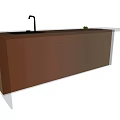 Modern Transparent Bar Counter With Orange Cabinet Sink And Green Decor