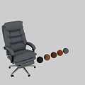 Modern Brown Leather Office Chair With High Back Armrests And Metal Base Wheels